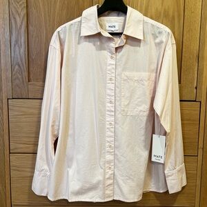 Mate the Label Organic Cotton Poplin Button Front Shirt Light Pink Size Small